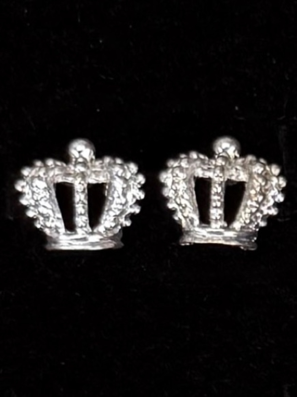 Super dainty Silvertone crown pierced earrings